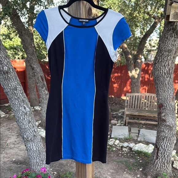 Express Colorblock Blue and Black Mini Dress Size SP - Picture 1 of 2